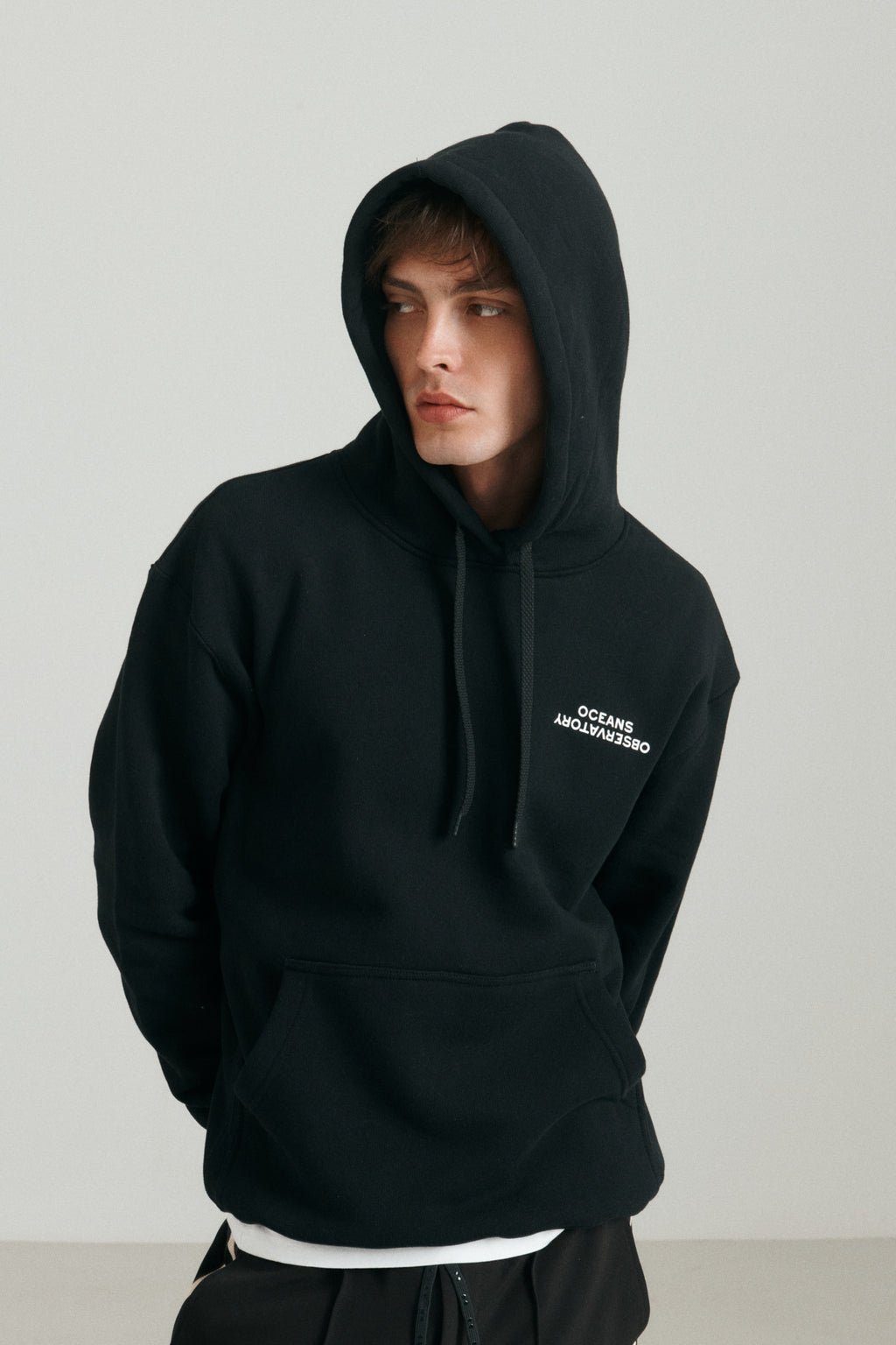 DOUBLE O HOODED SWEATER -  BLACK