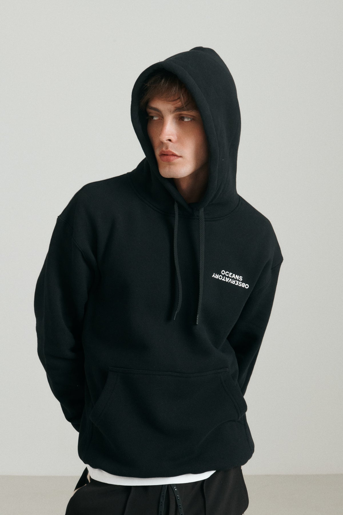 DOUBLE O HOODED SWEATER -  BLACK